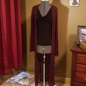 Cato long cardigan, burgundy